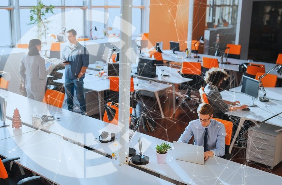 The Cyber Scheme brand image depicting people in an office