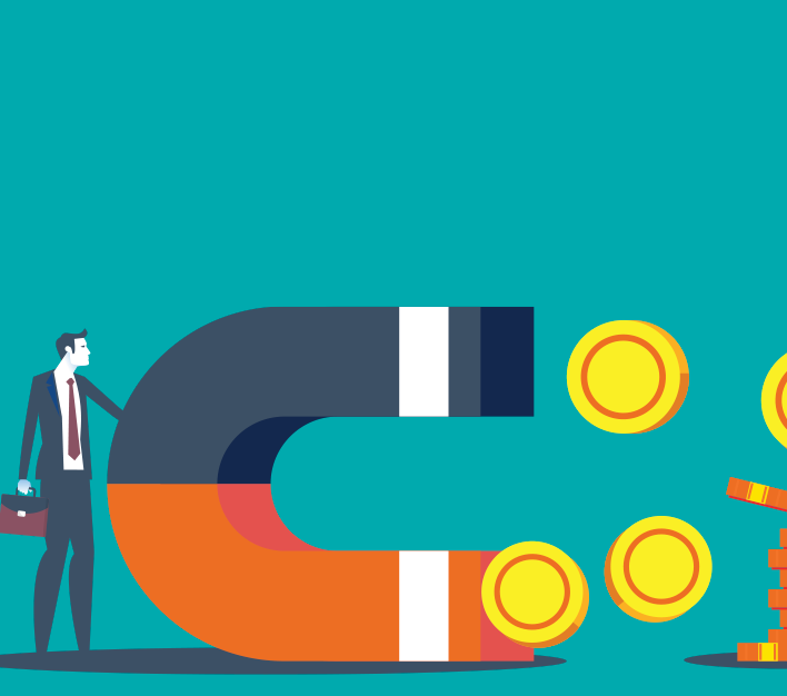 brand image for The Cyber Scheme depicting money and a magnet