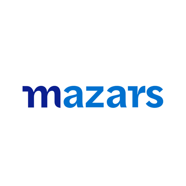 A logo from Mazars, an accredited Cyber Scheme Tester company