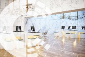 The Cyber Scheme brand image depicting an empty office
